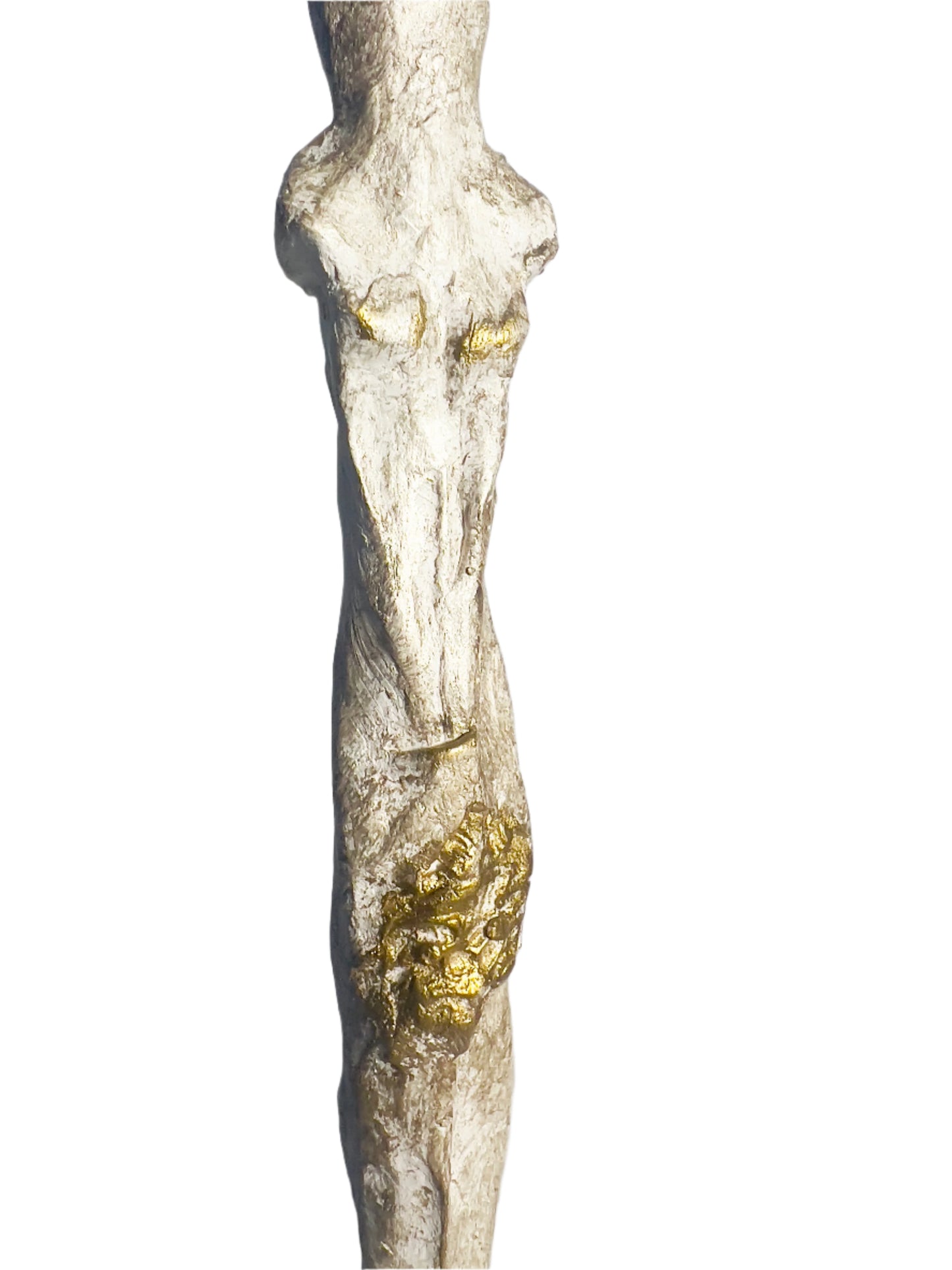 Close-up of a metallic object with a gold accent on a gray background